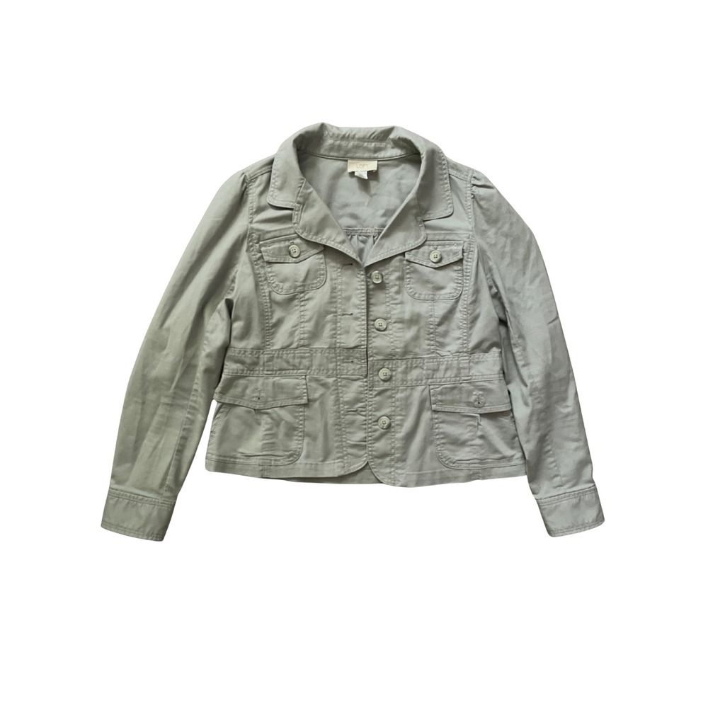 LOFT Utility Safari Jacket Womens 6 Gray Casual Preppy Lightweight Field